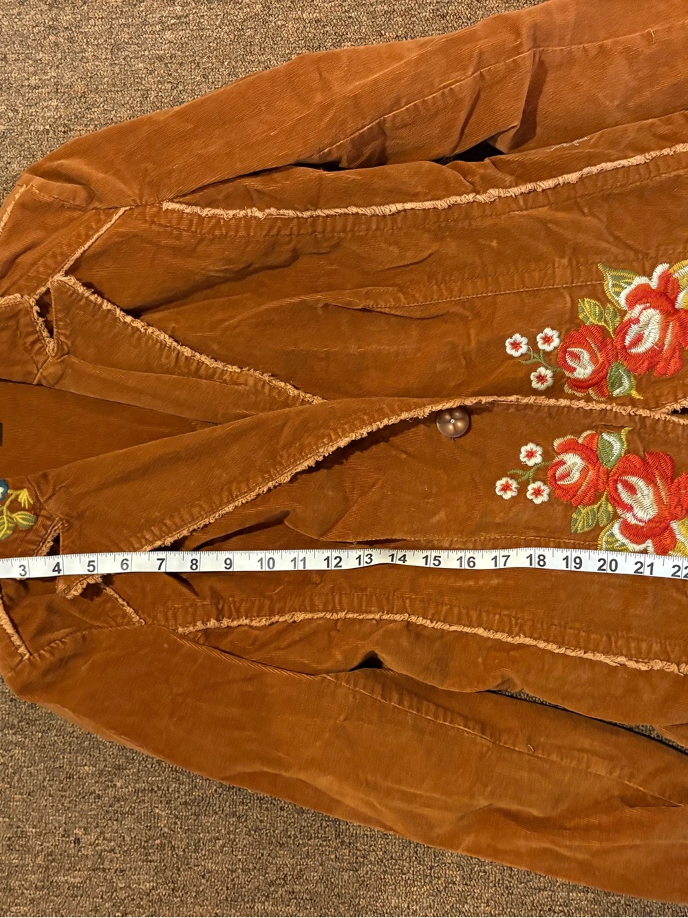 Kiki The Brand Vintage Embroidered Corduroy Blazer Jacket - Rust - Picture 5 of 7